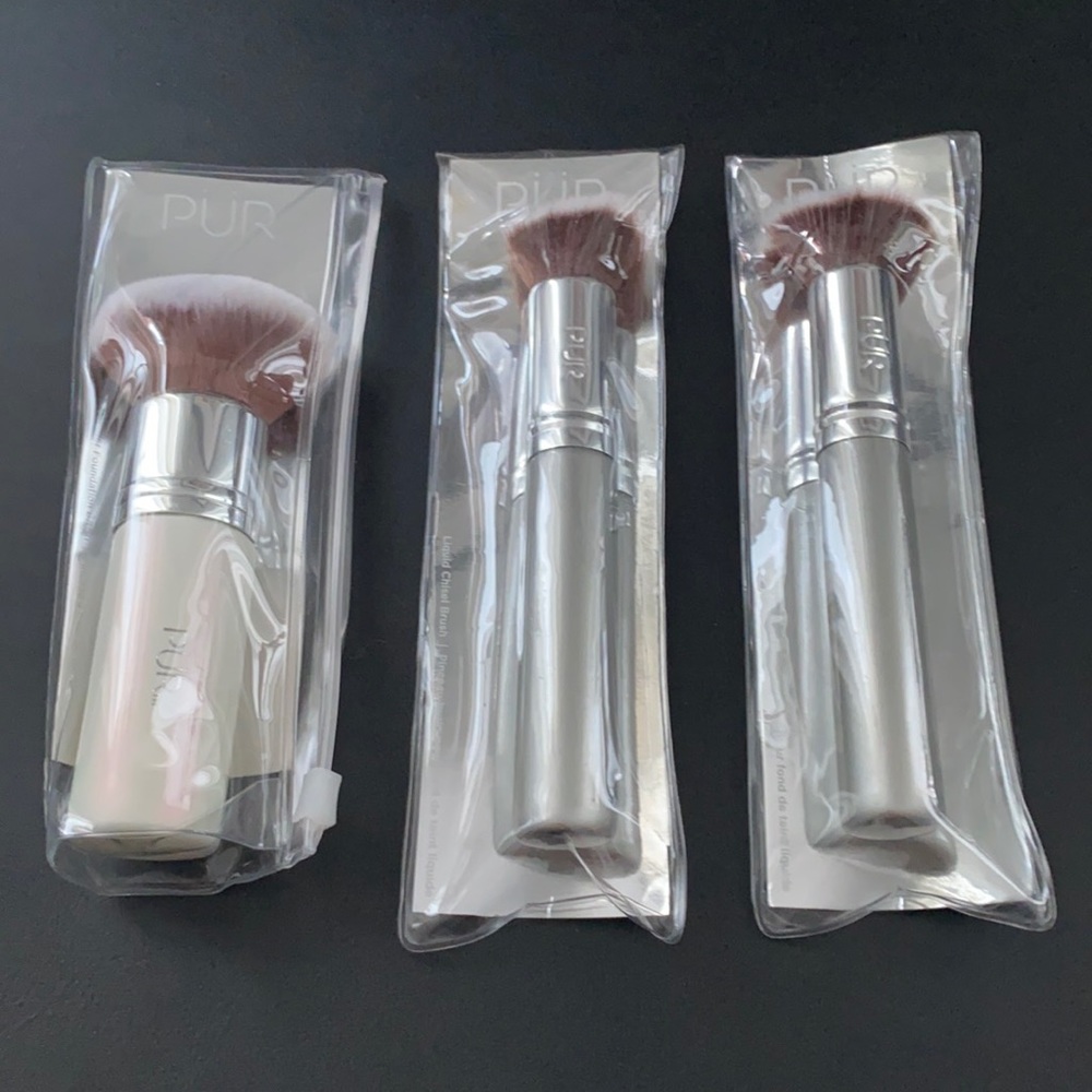 PUR Powder Foundation and Liquid Chisel Brushes x3